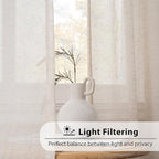 FMFUNCTEX Linen Sheer Curtains for Bedroom, Taupe Curtains 96 inches Long for - Image 2