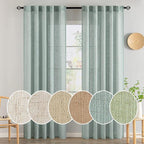 MIULEE Sea Green Linen Curtains 84 Inch Length by MIULEE