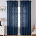 Lecloud Leia Navy Blue Sheer Curtains by Lecloud