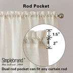 Simplebrand Natural Linen Textured Sheer Curtains 72 inches Long 2 Panels - Image 4