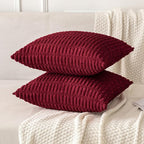 MIULEE Pack of 2 Burgundy Corduroy Decorative Pillow Covers 20x20 Inch Soft - Image 3