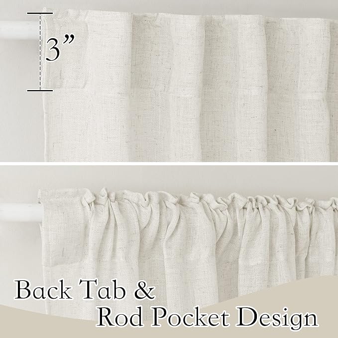 RYB HOME Linen Sheer Curtains for Bedroom, Sunlight Filtering Nature Airy - Image 2