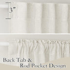 RYB HOME Linen Texture Sheer Curtains 84 inches, Rustic Style Solid Semi Sheer - Image 2