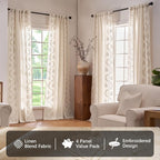 jinchan Belrose 4 Panel Curtains Set 90 Inch Length Floral Curtains Linen Blend - Image 2