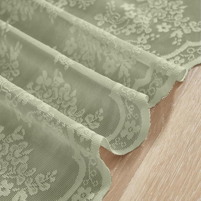 YJ YANJUN Vintage Lace Curtains 24 Inch Length- Boho Short Cafe Curtains - Image 3