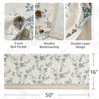jinchan Linen Kitchen Valance for Windows 16 Inch Floral Double Layer Valance - Image 5