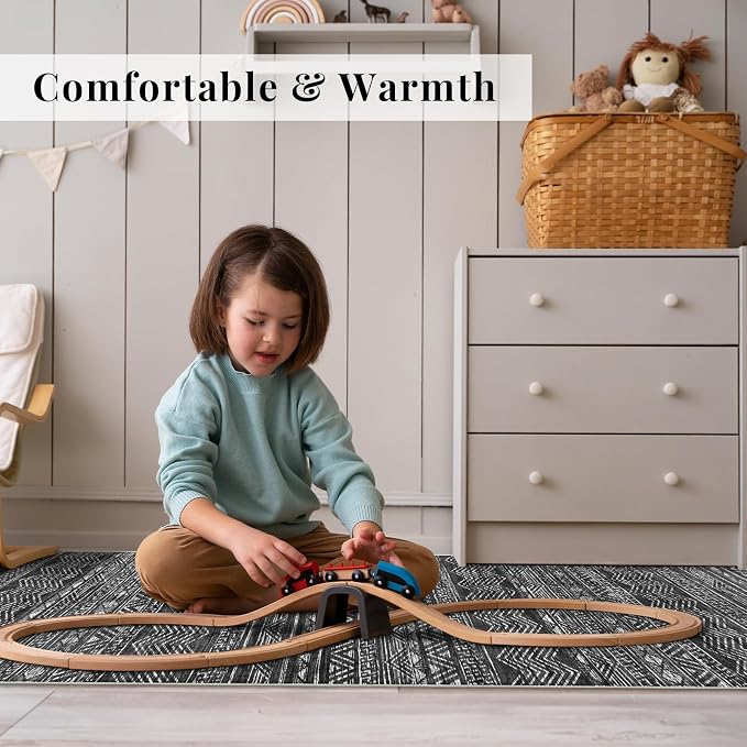 3x4 Washable Entryway Area Rug: Moroccan Small Runner Rug - Image 3
