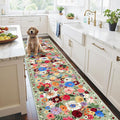Floral Hallway Runner Green Carpet Non-Slip, 2x10 Washable Rug Ultra-Thin Soft by WelcometoBabovid