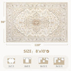 Area Rugs 8x10 Vintage Rug: Large Washable Living Room Rug Retro Medallion - Image 2