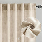 MIULEE Light Taupe Linen Curtains 84 Inch Length 2 Panels - Image 2