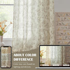 jinchan Linen Floral Curtains for Living Room 84 Inch Length Taupe Printed - Image 5