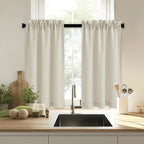 RYB HOME Kitchen Curtains, 30 inches Long Linen Rod Pocket Semi Sheer Cuartins - Image 7