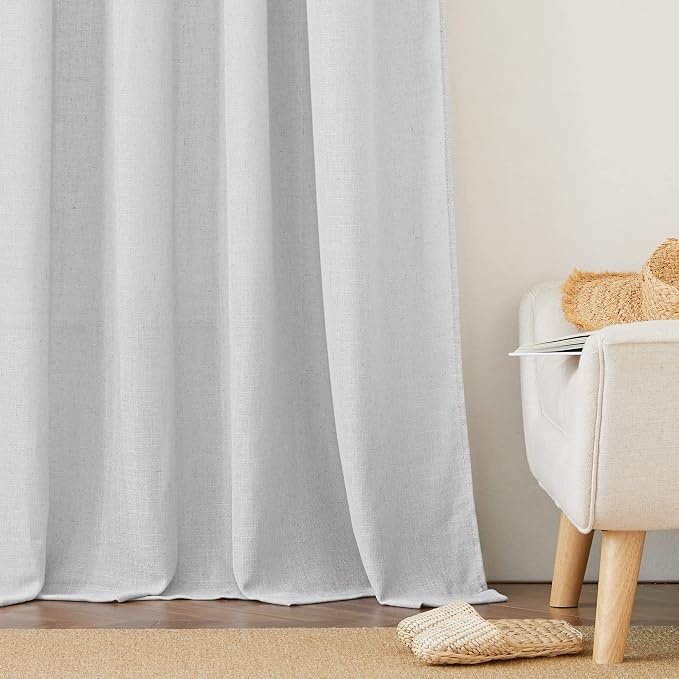 RYB HOME Linen Textured Curtains Semi Sheer Window Curtains Light Filtering - Image 6