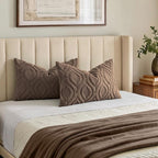 decorUhome Throw Pillow Covers 12x20 Inch Set of 2, Soft Plush Faux Wool Brown - Image 7