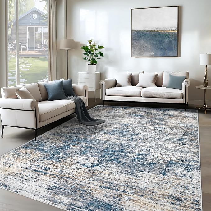 6x9 Area Rugs for Living Room, Washable Modern Abstract Large Area Rug Neutral by XLUEZ