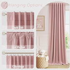 Guken Pink 100% Blackout Linen Curtains 120 Inch 2 Panels Set - Image 6