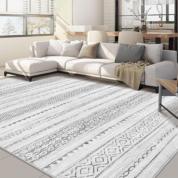Nakagishi 6x9 Area Rugs Living Room: Washable Boho Large Neutral Soft Farmhouse by NakagishiAreaRug