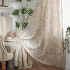 jinchan Floral Linen Curtains for Living Room 63 Inch Length Taupe Flower - Image 8