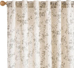 Lazzzy Linen Farmhouse Curtains Grey Floral Curtains 63 Inch Long Back Tab by Lazzzy