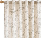 Lazzzy Farmhouse Linen Curtains Gray Floral Curtains 96 Inch Long Back Tab by Lazzzy