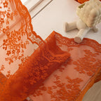 YJ YANJUN Vintage Lace Curtains 102 Inches Long-Rust Retro Floral Burnt Orange - Image 6