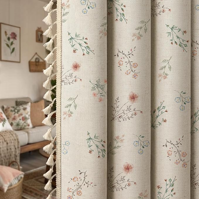 Farmhouse Floral Curtains 96 Inches Long 100% Blackout Living Room Drapes - Image 7