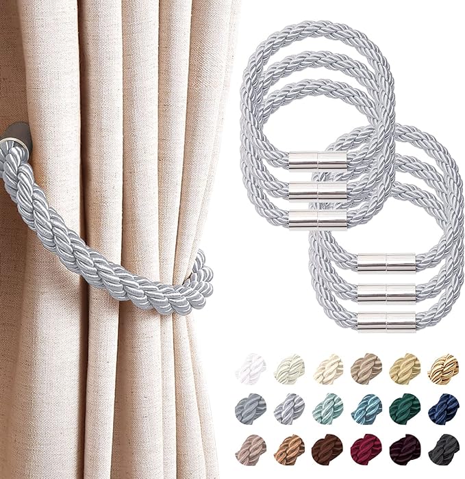 NICEEC 6 Pack Strong Magnetic Curtain Tiebacks Modern Simple Style Drape Tie by NICEEC