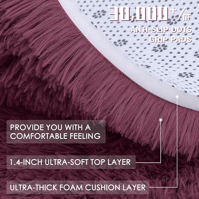 OLANLY 2x3 Machine Washable Small Bedside Rug, Soft Fluffy Shaggy Entryway - Image 8