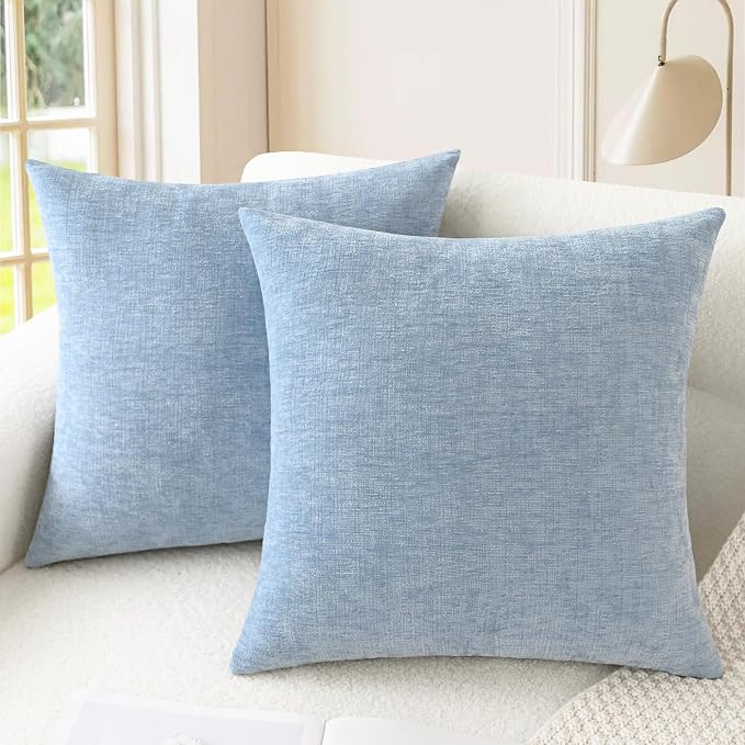 CaliTime Throw Pillow Covers Decorative 24 X 24 Inches Pack of 2 Cozy Chenille by CaliTime