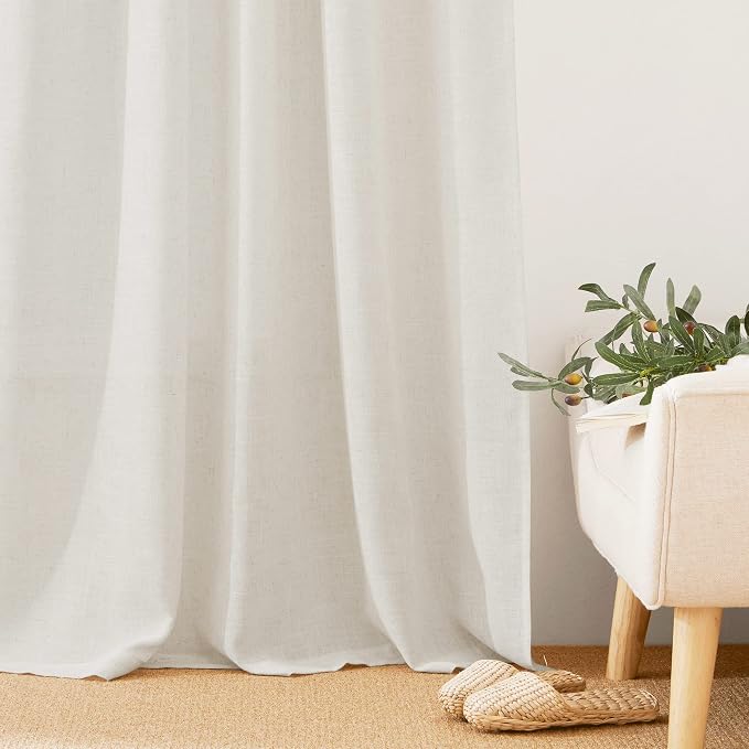 RYB HOME Linen Sheer Curtains for Bedroom, Sunlight Filtering Nature Airy - Image 6
