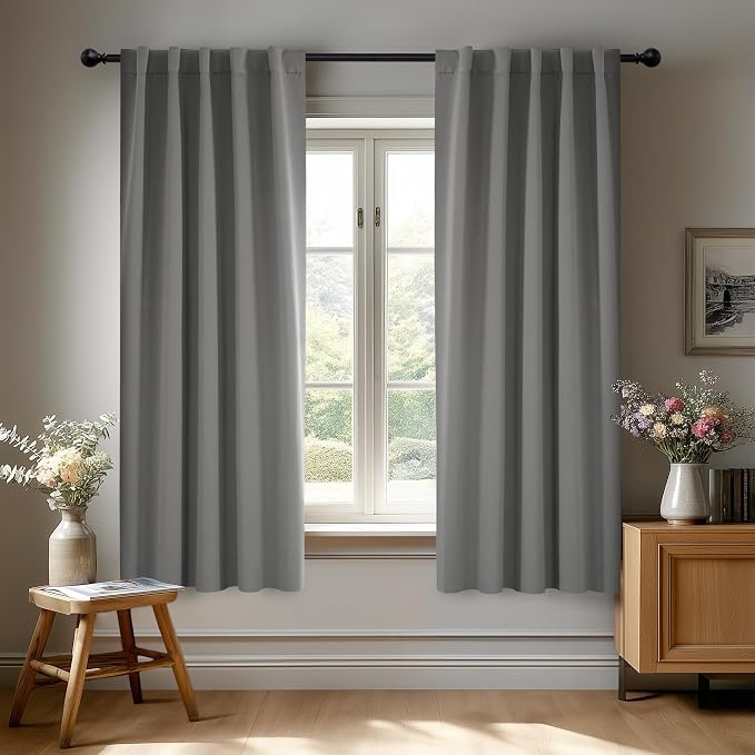 Deconovo Blackout Curtains, Thermal Insulated, W42 x L45 2 Panels, Back Tab by Deconovo