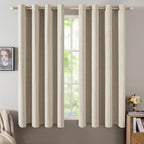 MIULEE Linen Curtains for Bedroom 100% Blackout Thermal Insulated Stone Grommet by MIULEE