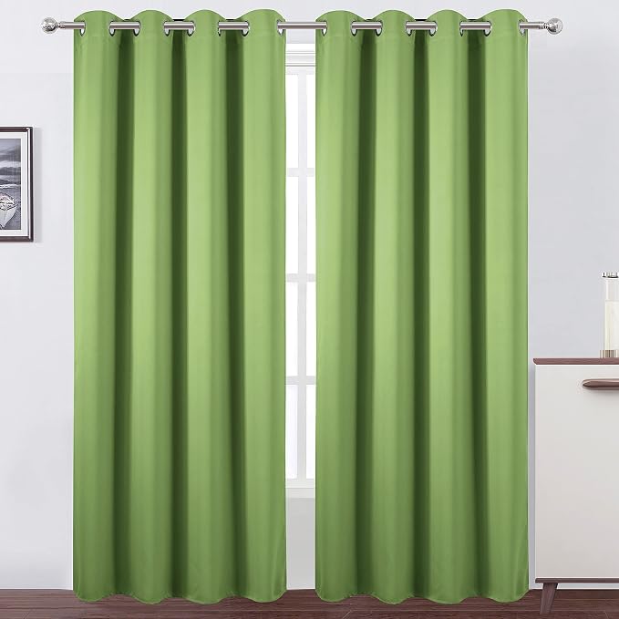 LEMOMO Blackout Curtains 66 x 84 inch/Light Green Curtains Set of 2 by Lemomo
