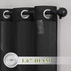 NICETOWN Black Sheer Curtains for Bedroom, Grommet Linen Blend Semi Sheer - Image 2