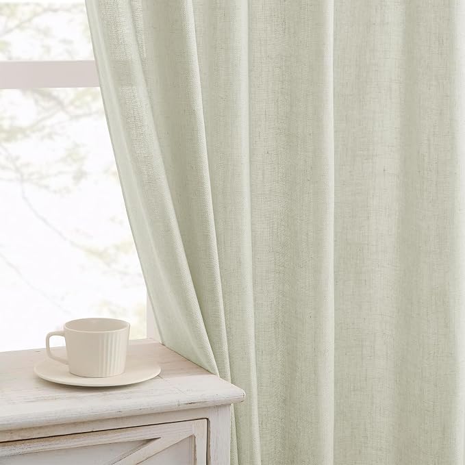 Joydeco Linen Curtains 72 Inch Length 2 Panel Sets, Light Filtering Curtains by JOYDECO