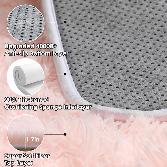 ONASAR Pink Rugs for Bedroom Girls, Fluffy 4x6 Soft Plush Fuzzy Shaggy Kids - Image 4