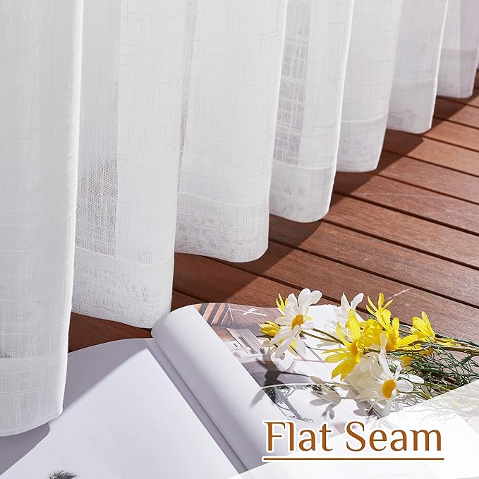 NICETOWN White Semi Sheer Kitchen Curtains 24 inch Length, Rod Pocket & Back - Image 7