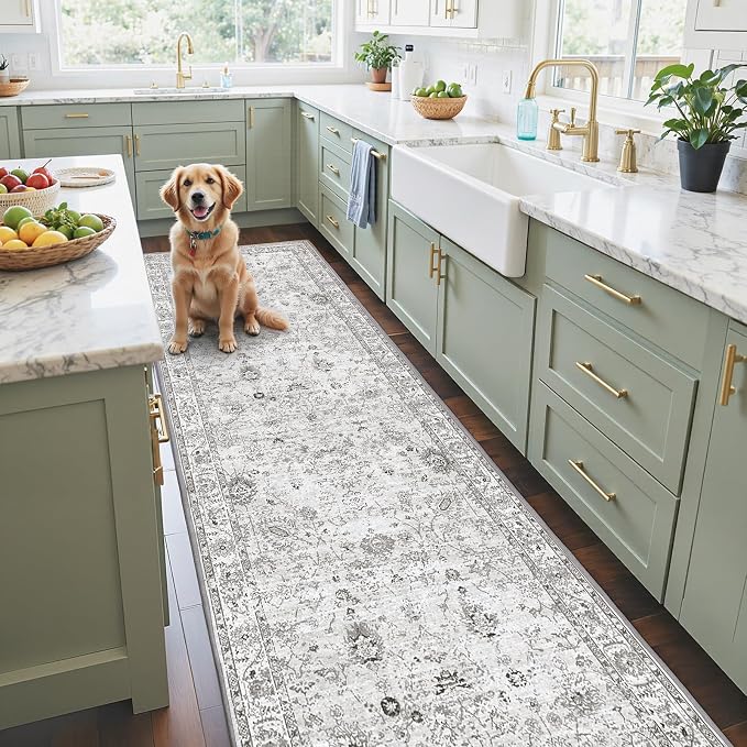 Grey Rug for Hallways Kitchen Rug 2x8, Non Slip Washable Rugs - Image 5