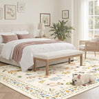 Dog 5x7 Area Rugs for Living Room, Machine Washable Animal Floral Vintage Rug - Image 3