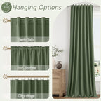 Guken Olive Green 100% Blackout Curtains 120 Inch Length 2 Panels Set - Image 6