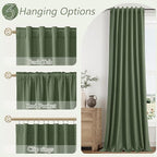 Guken Olive Green 100% Blackout Curtains 102 Inch Length 2 Panels Set - Image 6