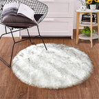 Goolela Round Fluffy Rug 3ft White - Image 8
