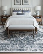 Area Rugs 8'x10' Washable Non-Slip, Floral Vintage Distress Print Pattern - Image 2