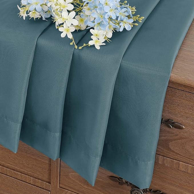 Dusty Blue Sheer Curtains Tier 30 Inches Length 2 Panels, Light Filtering - Image 6