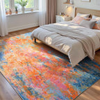 Ompaa Living Room Rug 5x7 Rainbow Area Rugs Washable Boho Colorful Rug Non Slip by OmpaaHomeDecor