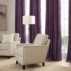 RYB HOME Purple Velvet Curtains 84 inches, Back Tab Soft Fabric Room Darkening - Image 4