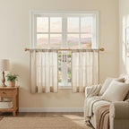MYSKY HOME 30 Inch Length Oatmeal Tiers Curtains - Image 4