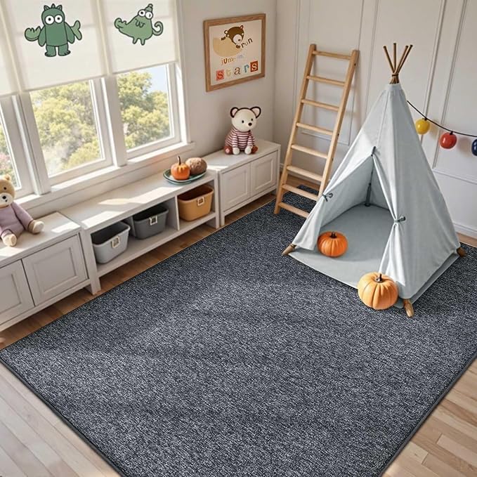 FinRèc 6x9 Washable Area Rugs for Bedroom Living Room, Low Pile Thin Rug Solid - Image 5