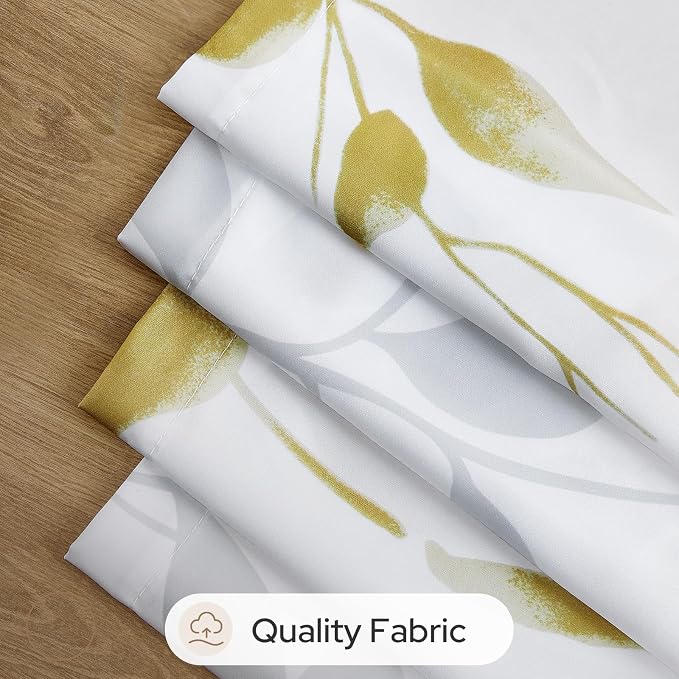 HOMEIDEAS Non-See-Through Gold and White Privacy Sheer Curtains 52 X 84 Inch - Image 7