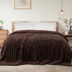 Exclusivo Mezcla Queen Size Flannel Fleece Blanket, Super Soft Striped Jacquard by ExclusivoMezcla